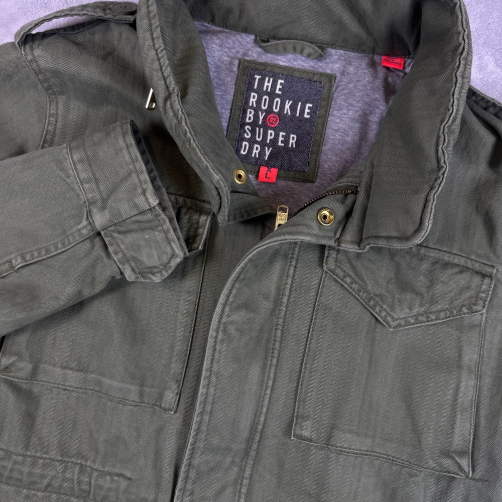 Superdry The Rookie Military Field Jacket Olive Green Herringbone XL G50001TQ